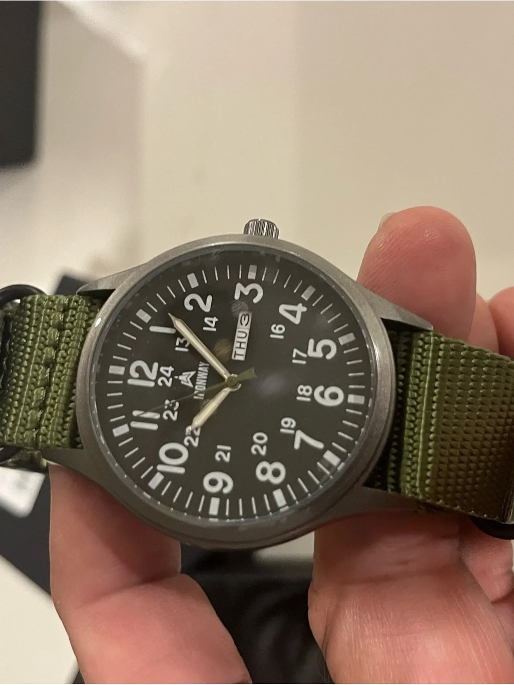 IronWay Men's Field Watch with Olive Green Nylon Nato Strap Quartz NWT 41mm